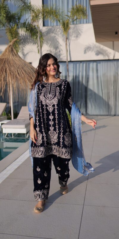 KA 1228 Navy Blue 9000 Velvet Salwar Suit Perfect for Wedding, Party, Diwali, Holi, Traditional Day – . Get it for ₹3049. Delivery 4-6 Working Days. Shop | Jump Suits, Salwar suit, Casual Suits, Creative suits, Designer Suits, Palazzo Suits, Party Wear Suits, Patiala Suits, Straight Suits