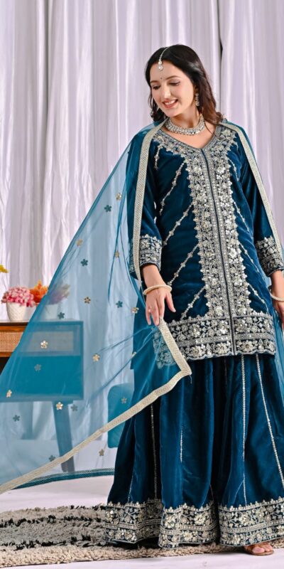 ND 5053 Navy Blue Viscous Velvet Salwar Suit with Embroidery Work. Grab it for ₹2449. Delivery 4-6 Working Days. Shop now. | Jump Suits, Salwar suit, Casual Suits, Creative suits, Designer Suits, Palazzo Suits, Party Wear Suits, Patiala Suits, Straight Suits