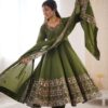 ZF 5016 Mehendi Roman Silk Gown with Embroidery Work. Wedding, Party, Festive, Events, Navratri, Exclusive Offer ₹2499. Delivery 4-6 Working Days. Shop now. | Gowns, Bollywood Gowns, Creative Gowns, Designer Gowns, Embroidered Gowns, Party Wear Gowns