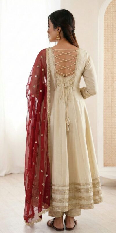 ZF 5017 Off White Cosmos Gold Gown with Embroidery Work & Lace Work. Get it for ₹2099. Delivery 4-6 Working Days. Shop now. | Gowns, Bollywood Gowns, Creative Gowns, Designer Gowns, Embroidered Gowns, Party Wear Gowns