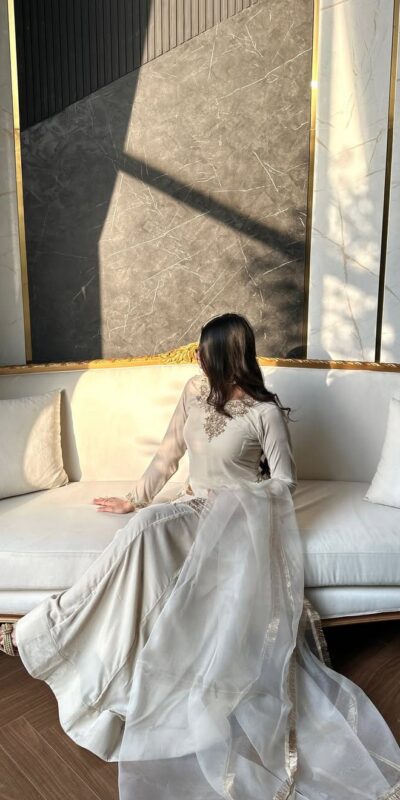 NF 1269 Off White Korean Satin Silk Salwar Suit with Lace Work & Embroidery Work. Exclusive Offer ₹2149. Delivery 4-6 Working Days. Shop now. | Jump Suits, Salwar suit, Casual Suits, Creative suits, Designer Suits, Palazzo Suits, Party Wear Suits, Patiala Suits, Straight Suits