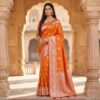 MB 39 Orange Color Banarasi Saree with Zari Work & Lace Work. Introductory Price ₹1899. Delivery 4-6 Working Days. Shop now. | Sarees, Bollywood Sarees, Creative Sarees, Designer Sarees, Embroidered Sarees, Ethnic Saree, Modern Digital sarees, Party Wear Sarees