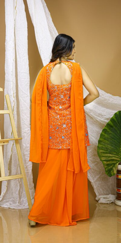 FE 124 Orange Color Georgette Salwar Suit with Embroidery Work. Introductory Price ₹1999. Delivery 4-6 Working Days. Shop now. | Jump Suits, Salwar suit, Casual Suits, Creative suits, Designer Suits, Palazzo Suits, Party Wear Suits, Patiala Suits, Straight Suits