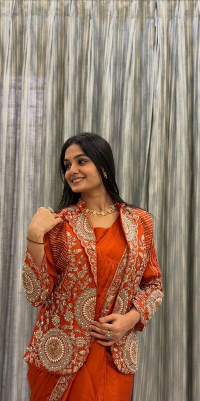 ST 1147 Orange in Rangoli Silk. Lace Work & Embroidery Work Saree Special Price ₹2099. Delivery 4-6 Working Days. Shop now. | Sarees, Bollywood Sarees, Creative Sarees, Designer Sarees, Embroidered Sarees, Ethnic Saree, Modern Digital sarees, Party Wear Sarees