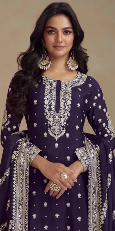 FC 7466 Navy Blue Chinon Silk Salwar Suit with Embroidery Work & Lace Work. Affordable Price ₹2599. Delivery 4-6 Working Days. Shop now. | Jump Suits, Salwar suit, Casual Suits, Creative suits, Designer Suits, Palazzo Suits, Party Wear Suits, Patiala Suits, Straight Suits