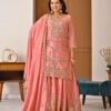 ND 5033 Peach Chinon Silk Salwar Suit with Embroidery Work & Lace Work. Affordable Price ₹2149. Delivery 4-6 Working Days. Shop now. | Jump Suits, Salwar suit, Casual Suits, Creative suits, Designer Suits, Palazzo Suits, Party Wear Suits, Patiala Suits, Straight Suits