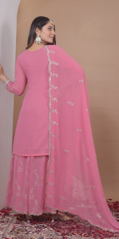 FE 125 Pink Color Georgette Salwar Suit with Embroidery Work. Introductory Price ₹1999. Delivery 4-6 Working Days. Shop now. | Jump Suits, Salwar suit, Casual Suits, Creative suits, Designer Suits, Palazzo Suits, Party Wear Suits, Patiala Suits, Straight Suits