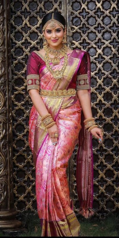 KP 4035 Peach Soft Lichi Silk Saree Perfect for Wedding, Party, Reception, Diwali, Ethnic Day – . Affordable Price ₹1449. Delivery 4-6 Working Days. | Sarees, Bollywood Sarees, Creative Sarees, Designer Sarees, Embroidered Sarees, Ethnic Saree, Modern Digital sarees, Party Wear Sarees