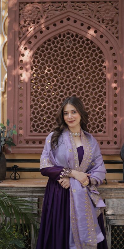 KA 1143 Purple Faux Georgette Sequence Work Gown Gown. Wedding, Party, Festive, Events Grab it for ₹2649. Delivery 4-6 Working Days. Shop now. | Gowns, Bollywood Gowns, Creative Gowns, Designer Gowns, Embroidered Gowns, Party Wear Gowns
