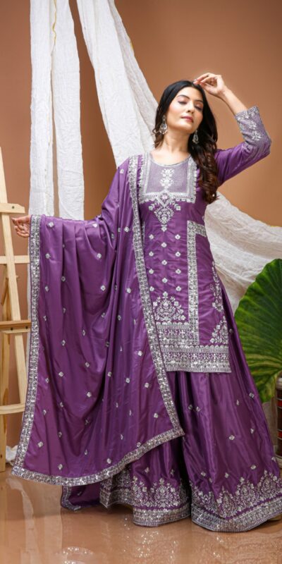 FE 127 Purple Natural Crep Salwar Suit Brown with Embroidery Work. Exclusive Offer ₹2449. Delivery 4-6 Working Days. Shop now. | Jump Suits, Salwar suit, Casual Suits, Creative suits, Designer Suits, Palazzo Suits, Party Wear Suits, Patiala Suits, Straight Suits