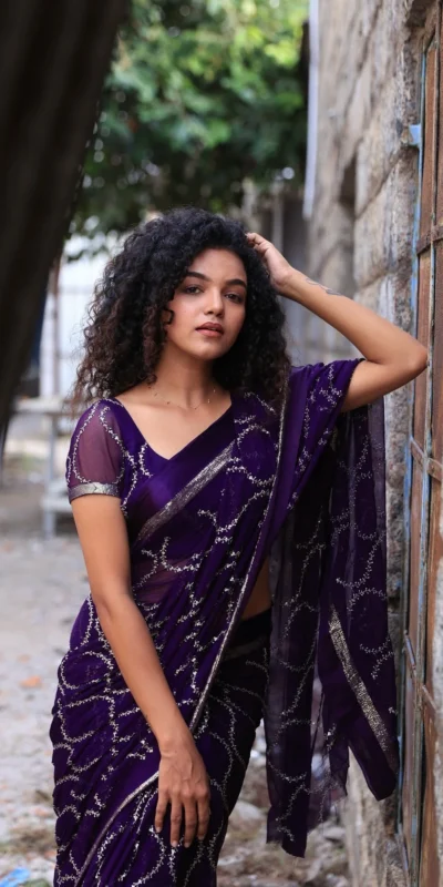 MS 505 Purple Viscose Satin Saree with Sequins Work & Embroidery Work. Special Price ₹1599. Delivery 4-6 Working Days. Shop now. | Sarees, Bollywood Sarees, Creative Sarees, Designer Sarees, Embroidered Sarees, Ethnic Saree, Modern Digital sarees, Party Wear Sarees