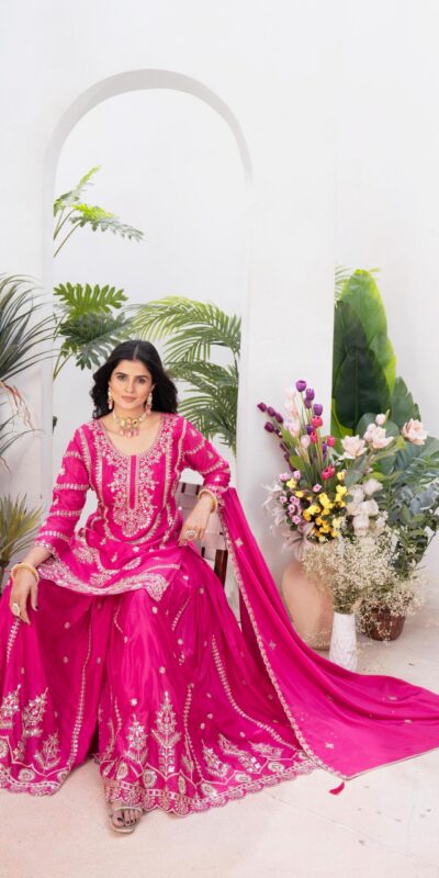 ND 5033 Rani Pink Chinon Silk Salwar Suit with Embroidery Work & Lace Work. Affordable Price ₹2149. Delivery 4-6 Working Days. Shop now. | Jump Suits, Salwar suit, Casual Suits, Creative suits, Designer Suits, Palazzo Suits, Party Wear Suits, Patiala Suits, Straight Suits