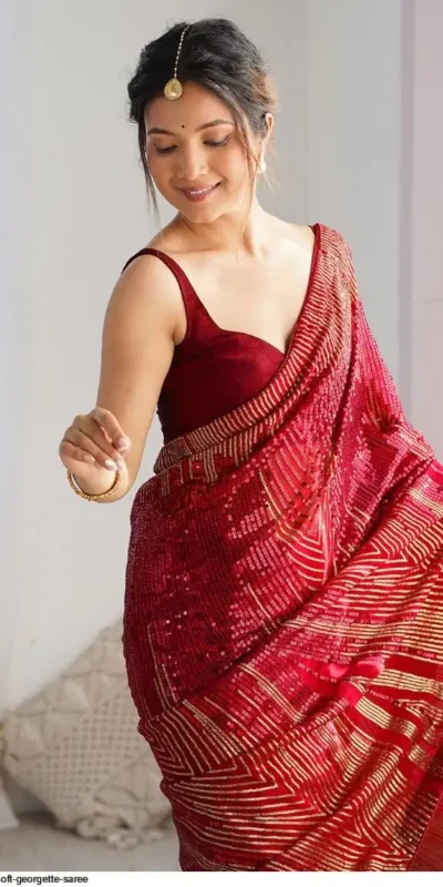 JR 626 Red Georgette Saree Perfect for Wedding, Party, Eid, Anniversary, Diwali – . Special Price ₹1799. Delivery 4-6 Working Days. Shop now. | Sarees, Bollywood Sarees, Creative Sarees, Designer Sarees, Embroidered Sarees, Ethnic Saree, Modern Digital sarees, Party Wear Sarees