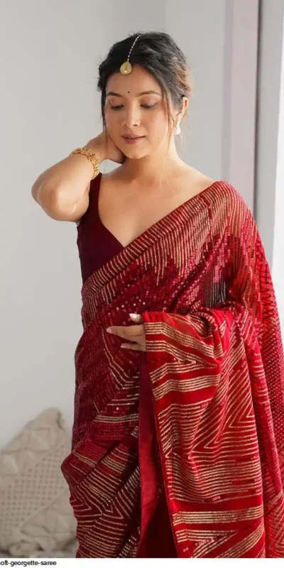JR 626 Red Georgette Saree Perfect for Wedding, Party, Eid, Anniversary, Diwali – . Special Price ₹1799. Delivery 4-6 Working Days. Shop now. | Sarees, Bollywood Sarees, Creative Sarees, Designer Sarees, Embroidered Sarees, Ethnic Saree, Modern Digital sarees, Party Wear Sarees