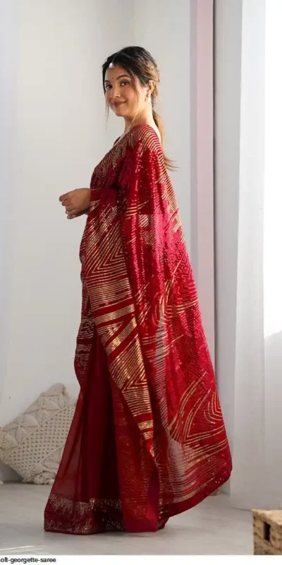 JR 626 Red Georgette Saree Perfect for Wedding, Party, Eid, Anniversary, Diwali – . Special Price ₹1799. Delivery 4-6 Working Days. Shop now. | Sarees, Bollywood Sarees, Creative Sarees, Designer Sarees, Embroidered Sarees, Ethnic Saree, Modern Digital sarees, Party Wear Sarees