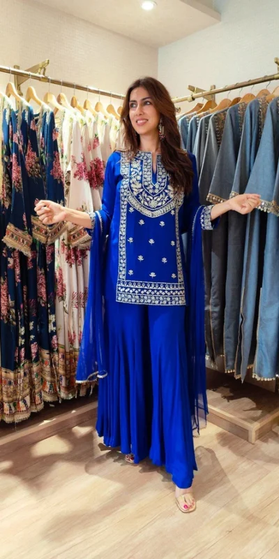 KD 1574 Royal Blue Color Faux Georgette Salwar Suit with Embroidery Work. Best Price ₹1949. Delivery 4-6 Working Days. Shop now. | Jump Suits, Salwar suit, Casual Suits, Creative suits, Designer Suits, Palazzo Suits, Party Wear Suits, Patiala Suits, Straight Suits