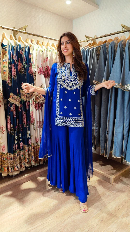 KD 1574 Royal Blue Color Faux Georgette Salwar Suit with Embroidery Work. Best Price ₹1949. Delivery 4-6 Working Days. Shop now. | Jump Suits, Salwar suit, Casual Suits, Creative suits, Designer Suits, Palazzo Suits, Party Wear Suits, Patiala Suits, Straight Suits