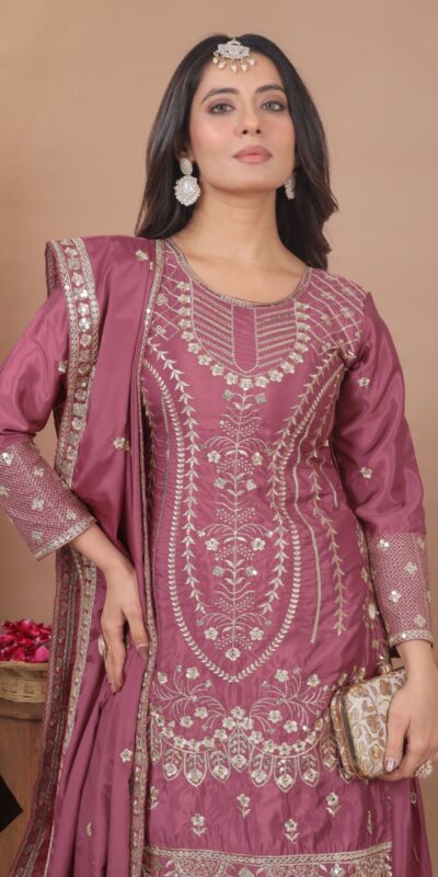 FE 128 Onion Natural Crep Salwar Suit Brown with Embroidery Work. Exclusive Offer ₹2449. Delivery 4-6 Working Days. Shop now. | Jump Suits, Salwar suit, Casual Suits, Creative suits, Designer Suits, Palazzo Suits, Party Wear Suits, Patiala Suits, Straight Suits