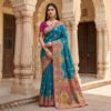 MB 56 Teal Paithani Silk Saree with Lace Border & Lace Work. Affordable Price ₹2399. Delivery 4-6 Working Days. Shop now. | Bollywood Sarees, Creative Sarees, Designer Sarees, Embroidered Sarees, Ethnic Saree, Modern Digital sarees, Party Wear Sarees