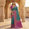 MB 6088 Teal Color Lace Work & Zari Work Sareein Pochampalli Silk. Best Price ₹2049. Delivery 4-6 Working Days. Shop now. | Sarees, Bollywood Sarees, Creative Sarees, Designer Sarees, Embroidered Sarees, Ethnic Saree, Modern Digital sarees, Party Wear Sarees