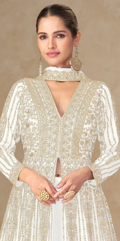 FC 10355 White Chinon Silk Salwar Suit with Embroidery Work & Lace Work. Affordable Price ₹3699. Delivery 4-6 Working Days. Shop now. | Jump Suits, Salwar suit, Casual Suits, Creative suits, Designer Suits, Palazzo Suits, Party Wear Suits, Patiala Suits, Straight Suits