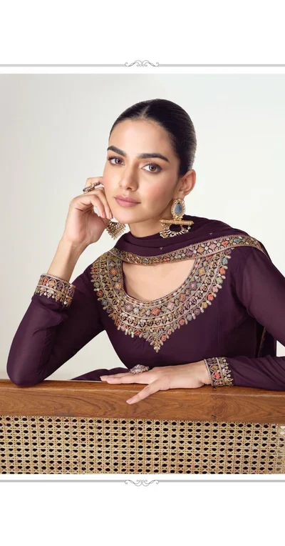 FC 10128 Wine Color Blooming Georgette Embroidery Work Salwar Suit . Introductory Price ₹3449. Delivery 4-6 Working Days. Shop now. | Jump Suits, Salwar suit, Casual Suits, Creative suits, Designer Suits, Palazzo Suits, Party Wear Suits, Patiala Suits, Straight Suits