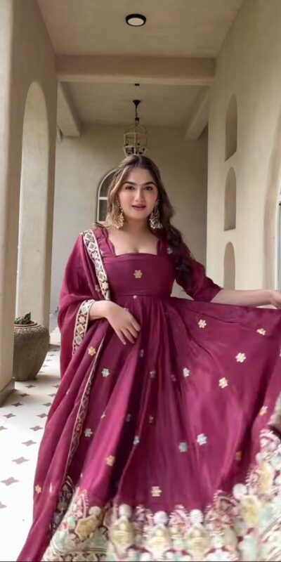MD 3097 Red Color Natural Crep Anarkali Suit with Embroidery Work. Exclusive Offer ₹2649. Delivery 4-6 Working Days. Shop now. | Anarkali Suits, Bollywood Anarkali, Creative-Anarkali, Designer Anarkali, Embroidered Anarkali, Party Wear Anarkali