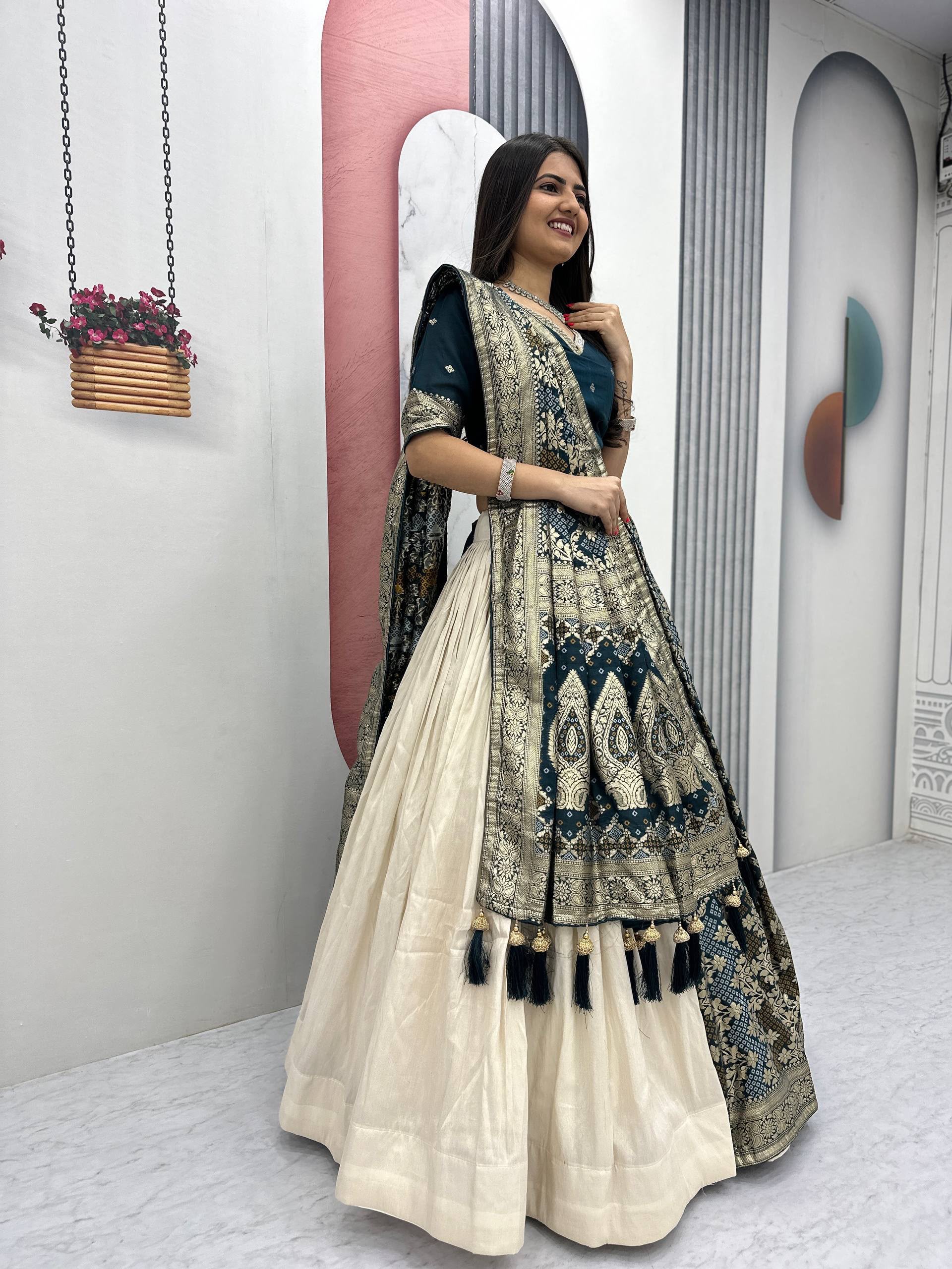 PC 560 Teal in Jacquard Silk Designer Work Lehenga Choli . Introductory Price ₹3249. Delivery 4-6 Working Days. Shop now. | Lehenga, Bollywood Lehenga, Creative Lehenga, Designer Lehenga, Embroidered Lehenga, Party Wear Lehenga