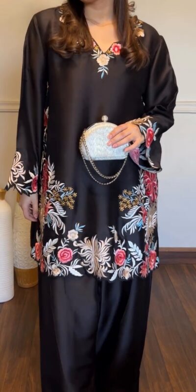 KD 1618 Black Rayon Satin Salwar Suit with Thread Embroidery. Affordable Price ₹1999. Delivery 4-6 Working Days. Shop now. | Jump Suits, Salwar suit, Casual Suits, Creative suits, Designer Suits, Palazzo Suits, Party Wear Suits, Patiala Suits, Straight Suits