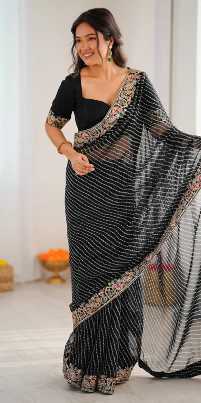 SP 79 Black Faux Georgette Saree Perfect for Wedding, Party, Lohri, Engagement, Baby Shower – . Now at just ₹1999. Delivery 4-6 Working Days. Shop now | Sarees, Bollywood Sarees, Creative Sarees, Designer Sarees, Embroidered Sarees, Ethnic Saree, Modern Digital sarees, Party Wear Sarees