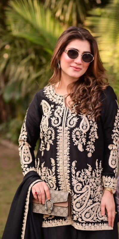 KD 1631 Black Black Faux Georgette Salwar Suit with Embroidery Work. Get it for ₹2099. Delivery 4-6 Working Days. Shop now. | Jump Suits, Salwar suit, Casual Suits, Creative suits, Designer Suits, Palazzo Suits, Party Wear Suits, Patiala Suits, Straight Suits