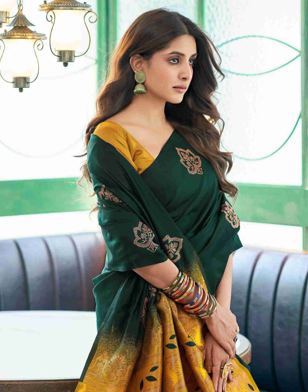 KPR 217 Green Soft Lichi Silk Jacquard Work Saree with Designer Work Wedding, Party, Festive, Events, Deal ₹1299. Delivery 4-6 Working Days. Shop now. | Sarees, Bollywood Sarees, Creative Sarees, Designer Sarees, Embroidered Sarees, Ethnic Saree, Modern Digital sarees, Party Wear Sarees