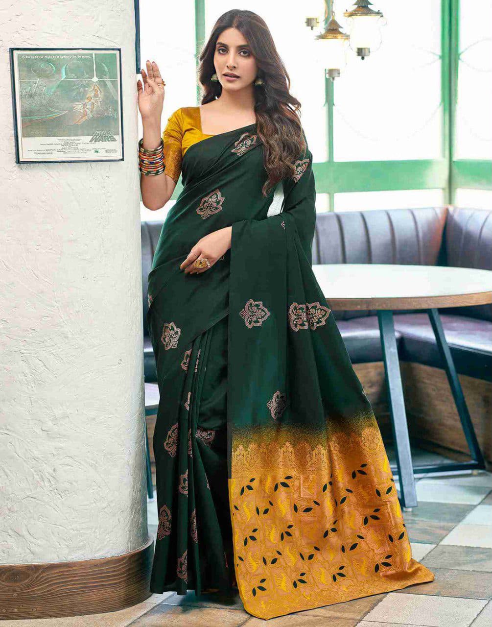 KPR 217 Green Soft Lichi Silk Jacquard Work Saree with Designer Work Wedding, Party, Festive, Events, Deal ₹1299. Delivery 4-6 Working Days. Shop now. | Sarees, Bollywood Sarees, Creative Sarees, Designer Sarees, Embroidered Sarees, Ethnic Saree, Modern Digital sarees, Party Wear Sarees