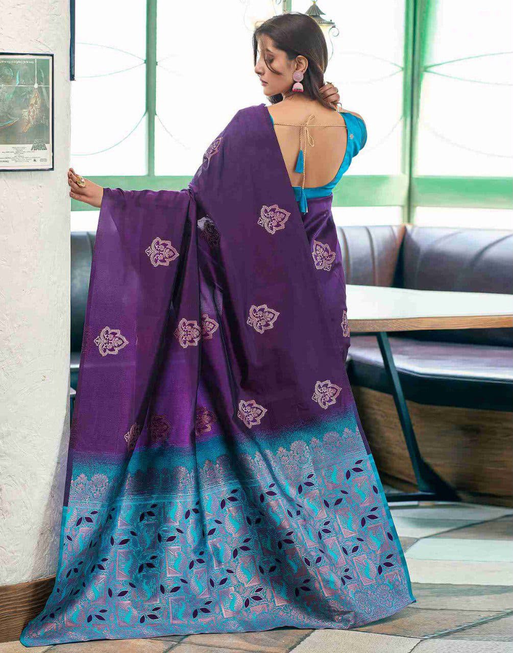 KPR 217 Purple Soft Lichi Silk Jacquard Work Saree with Designer Work Wedding, Party, Festive, Events, Deal ₹1299. Delivery 4-6 Working Days. Shop now. | Sarees, Bollywood Sarees, Creative Sarees, Designer Sarees, Embroidered Sarees, Ethnic Saree, Modern Digital sarees, Party Wear Sarees