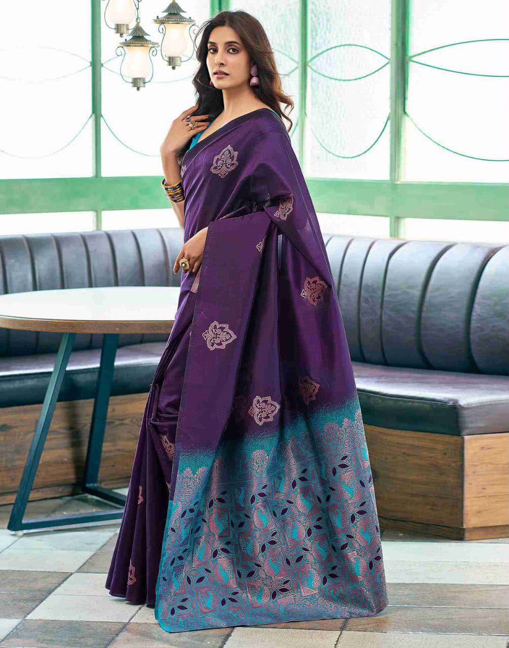 KPR 217 Purple Soft Lichi Silk Jacquard Work Saree with Designer Work Wedding, Party, Festive, Events, Deal ₹1299. Delivery 4-6 Working Days. Shop now. | Sarees, Bollywood Sarees, Creative Sarees, Designer Sarees, Embroidered Sarees, Ethnic Saree, Modern Digital sarees, Party Wear Sarees