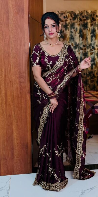 NC 5524 Maroon Color Space Silk Saree with Embroidery Work & Zari Work. Best Price ₹2149. Delivery 4-6 Working Days. Shop now. | Sarees, Bollywood Sarees, Creative Sarees, Designer Sarees, Embroidered Sarees, Ethnic Saree, Modern Digital sarees, Party Wear Sarees