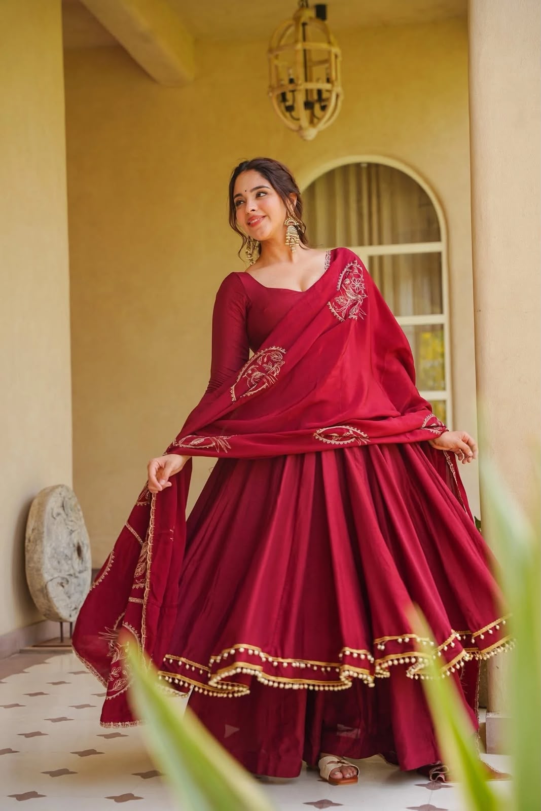 MD 3102 Maroon Colour Roman Silk Salwar Suit with Embroidery Work. Best Price ₹2549. Delivery 4-6 Working Days. Shop now. | Anarkali Suits, Bollywood Anarkali, Creative-Anarkali, Designer Anarkali, Embroidered Anarkali, Party Wear Anarkali