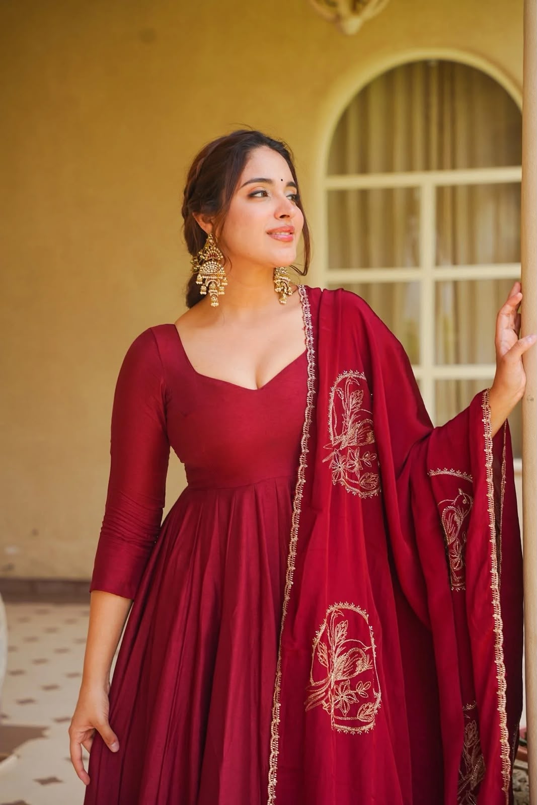 MD 3102 Maroon Colour Roman Silk Salwar Suit with Embroidery Work. Best Price ₹2549. Delivery 4-6 Working Days. Shop now. | Anarkali Suits, Bollywood Anarkali, Creative-Anarkali, Designer Anarkali, Embroidered Anarkali, Party Wear Anarkali
