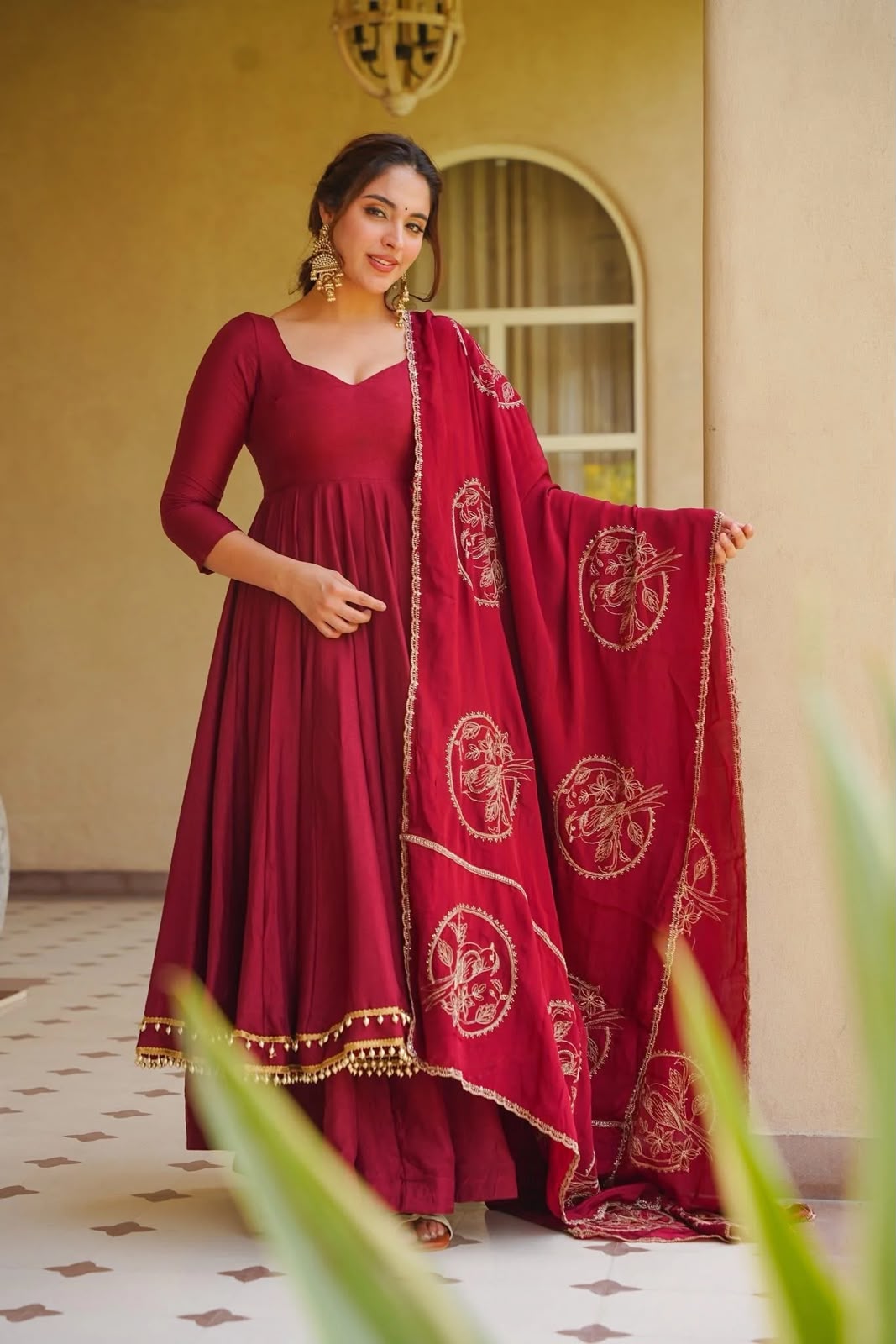 MD 3102 Maroon Colour Roman Silk Salwar Suit with Embroidery Work. Best Price ₹2549. Delivery 4-6 Working Days. Shop now. | Anarkali Suits, Bollywood Anarkali, Creative-Anarkali, Designer Anarkali, Embroidered Anarkali, Party Wear Anarkali
