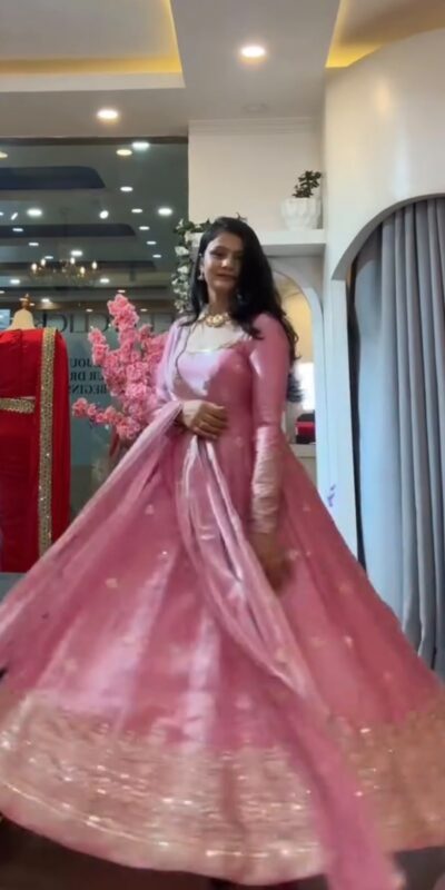 KD 1633 Pink | Pink Fendy Silk Gown with Sequins Work & Thread Embroidery. Now at just ₹2499. Delivery 4-6 Working Days. Shop now. | Gowns, Bollywood Gowns, Creative Gowns, Designer Gowns, Embroidered Gowns, Party Wear Gowns