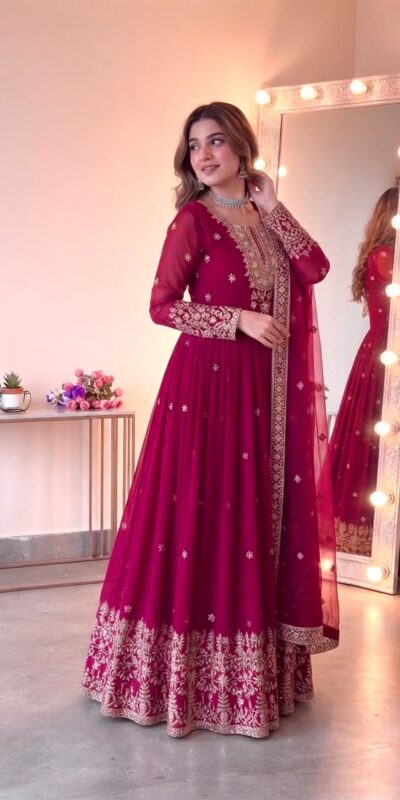 SSR 546 Pink in Georgette Embroidery Work & Sequins Work Gown . Get it for ₹2149. Delivery 4-6 Working Days. Online Shop now. | Gowns, Bollywood Gowns, Creative Gowns, Designer Gowns, Embroidered Gowns, Party Wear Gowns