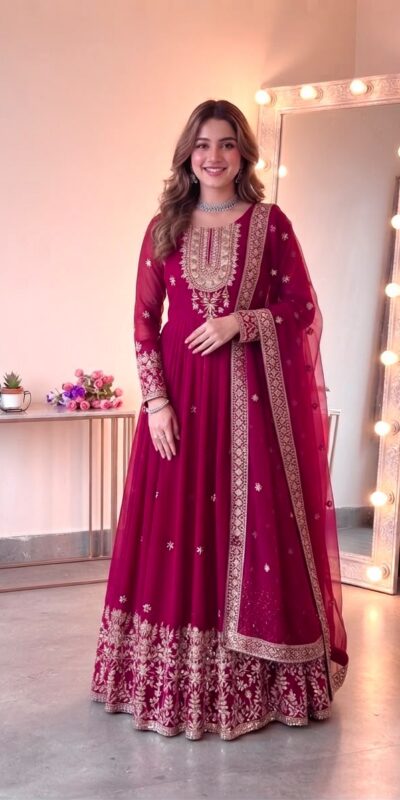 SSR 546 Pink in Georgette Embroidery Work & Sequins Work Gown . Get it for ₹2149. Delivery 4-6 Working Days. Online Shop now. | Gowns, Bollywood Gowns, Creative Gowns, Designer Gowns, Embroidered Gowns, Party Wear Gowns