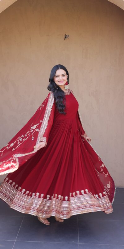 KA 1256 Maroon Faux Blooming Gown Perfect for Wedding, Party, Pongal, Raksha Bandhan, Mehendi –. Introductory Price ₹2549. Delivery 4-6 Working Days | Gowns, Bollywood Gowns, Creative Gowns, Designer Gowns, Embroidered Gowns, Party Wear Gowns