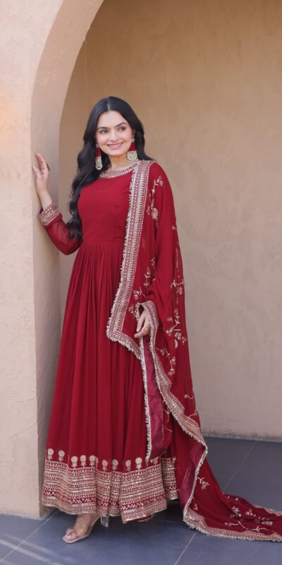 KA 1256 Maroon Faux Blooming Gown Perfect for Wedding, Party, Pongal, Raksha Bandhan, Mehendi –. Introductory Price ₹2549. Delivery 4-6 Working Days | Gowns, Bollywood Gowns, Creative Gowns, Designer Gowns, Embroidered Gowns, Party Wear Gowns