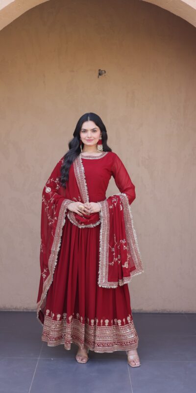 KA 1256 Maroon Faux Blooming Gown Perfect for Wedding, Party, Pongal, Raksha Bandhan, Mehendi –. Introductory Price ₹2549. Delivery 4-6 Working Days | Gowns, Bollywood Gowns, Creative Gowns, Designer Gowns, Embroidered Gowns, Party Wear Gowns