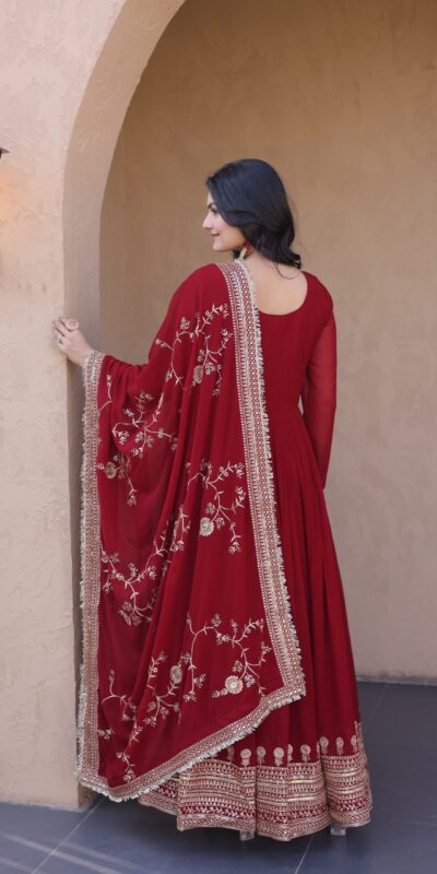 KA 1256 Maroon Faux Blooming Gown Perfect for Wedding, Party, Pongal, Raksha Bandhan, Mehendi –. Introductory Price ₹2549. Delivery 4-6 Working Days | Gowns, Bollywood Gowns, Creative Gowns, Designer Gowns, Embroidered Gowns, Party Wear Gowns