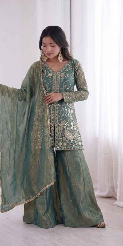 JF 043 Teal Pure Fendy Silk Salwar Suitwith Embroidery Work & Sequins Work. Exclusive Offer ₹1940. Delivery 4-6 Working Days. Shop now. | Jump Suits, Salwar suit, Casual Suits, Creative suits, Designer Suits, Palazzo Suits, Party Wear Suits, Patiala Suits, Straight Suits