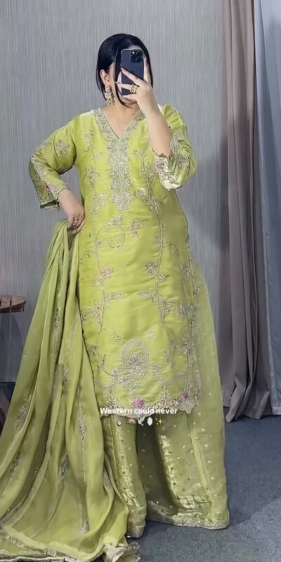 VLM 342 Pista Color Zimmy Silk Salwar Suit with Embroidery Work. Affordable Price ₹2149. Delivery 4-6 Working Days. Shop now. | Jump Suits, Salwar suit, Casual Suits, Creative suits, Designer Suits, Palazzo Suits, Party Wear Suits, Patiala Suits, Straight Suits