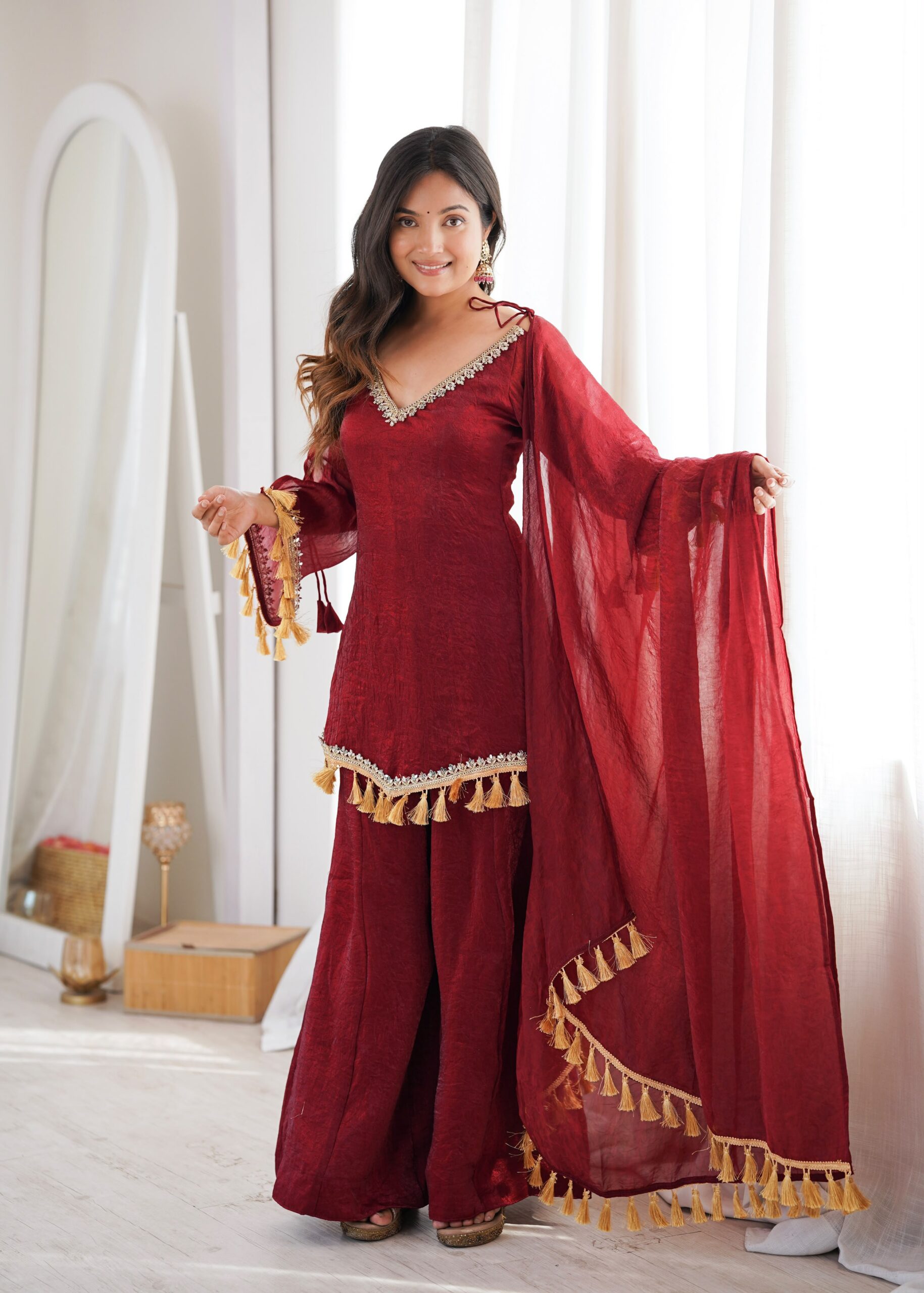 SRK 5357 Maroon Doremon Crush Salwar Suit Perfect for Wedding, Party, Traditional Day, Baisakhi, Karwa Chauth – . Exclusive Offer ₹2099. Delive | Jump Suits, Salwar suit, Casual Suits, Creative suits, Designer Suits, Palazzo Suits, Party Wear Suits, Patiala Suits, Straight Suits