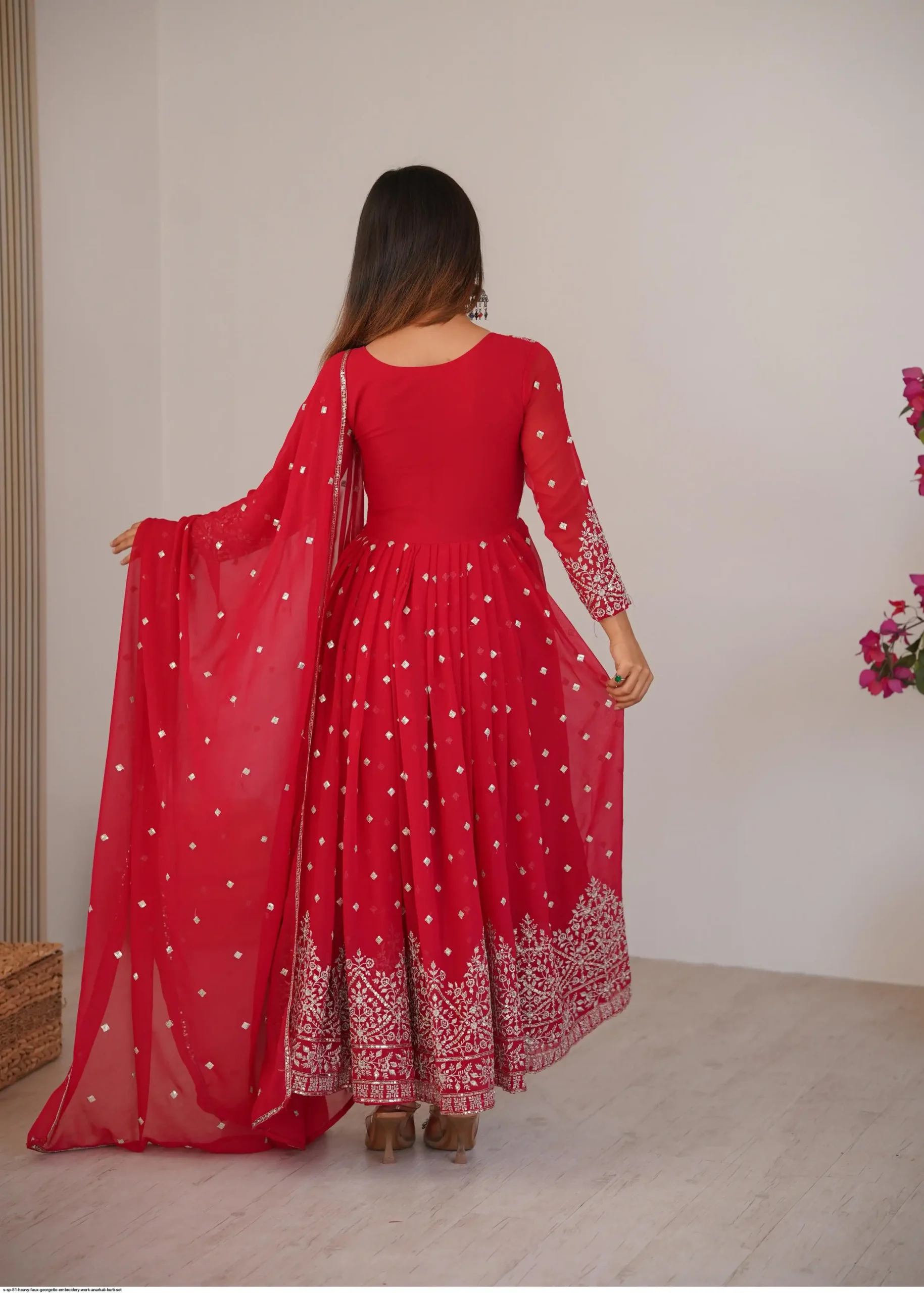 SP 81 Red| Faux Georgette Salwar Suit with Lace Work & Digital Print. Introductory Price ₹2449. Delivery 4-6 Working Days. Shop now. | Anarkali Suits, Bollywood Anarkali, Creative-Anarkali, Designer Anarkali, Embroidered Anarkali, Party Wear Anarkali, Salwar suit